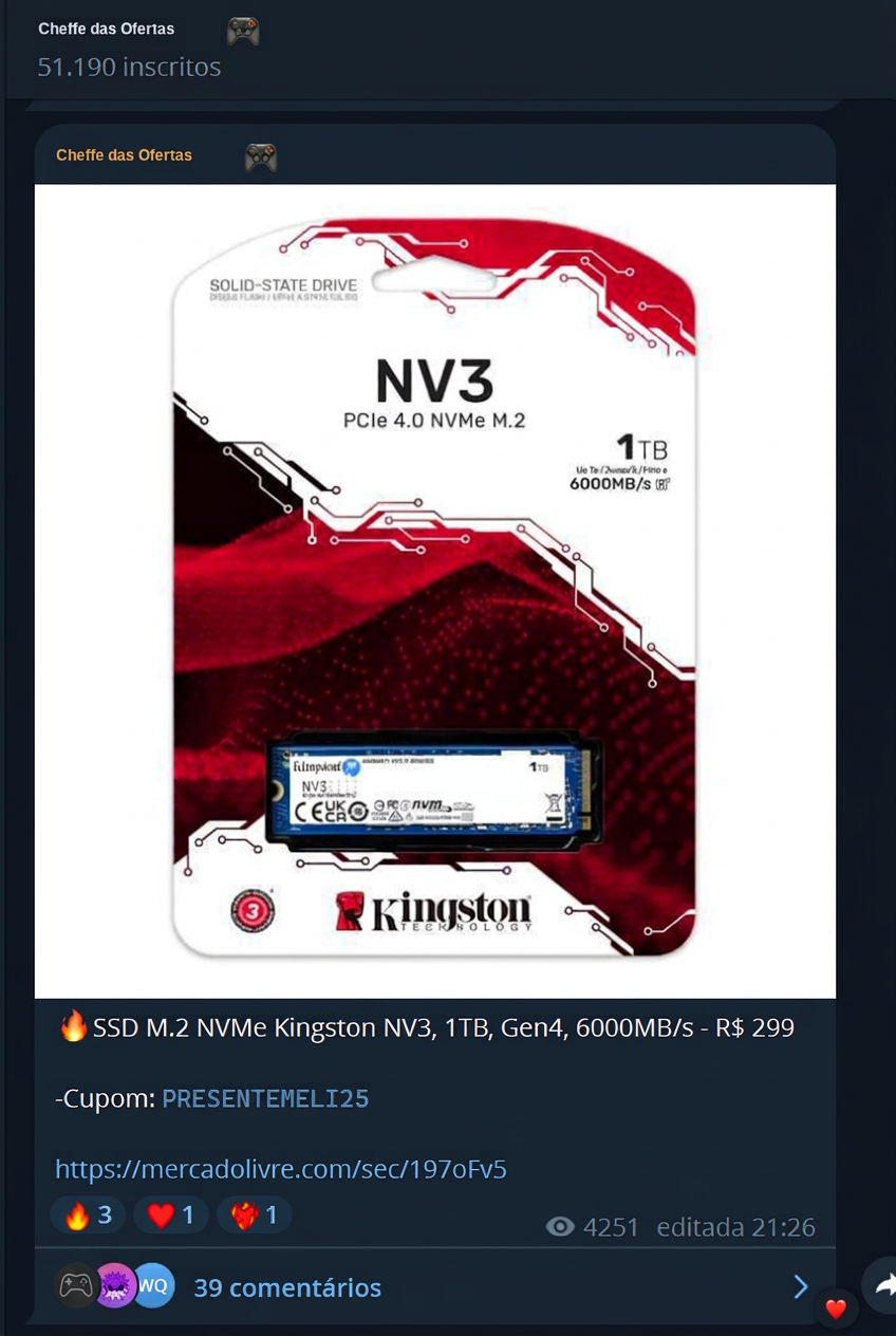 Oferta recente de SSD NVMe