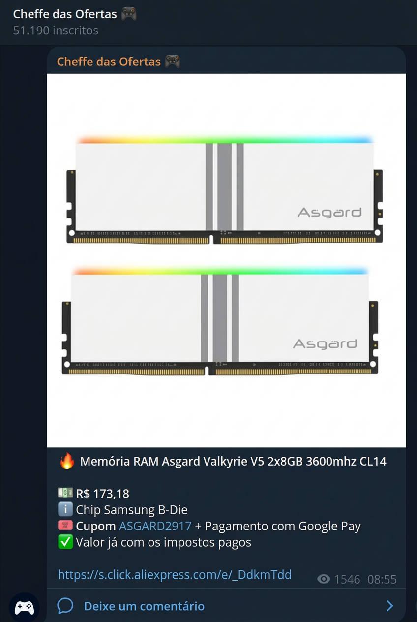 Oferta de memória RAM Asgard